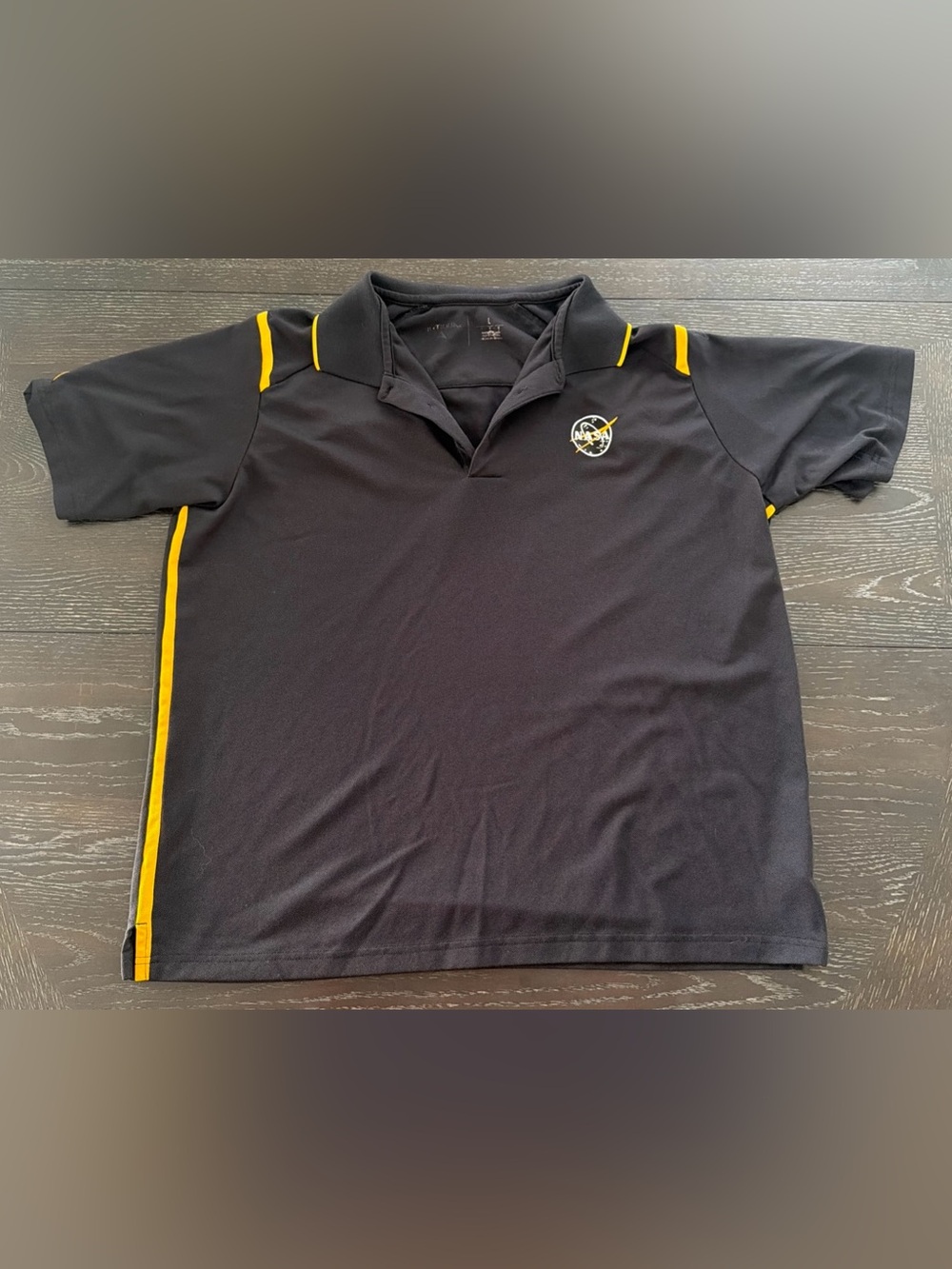 Black NASA Polo Shirt with Yellow Accents